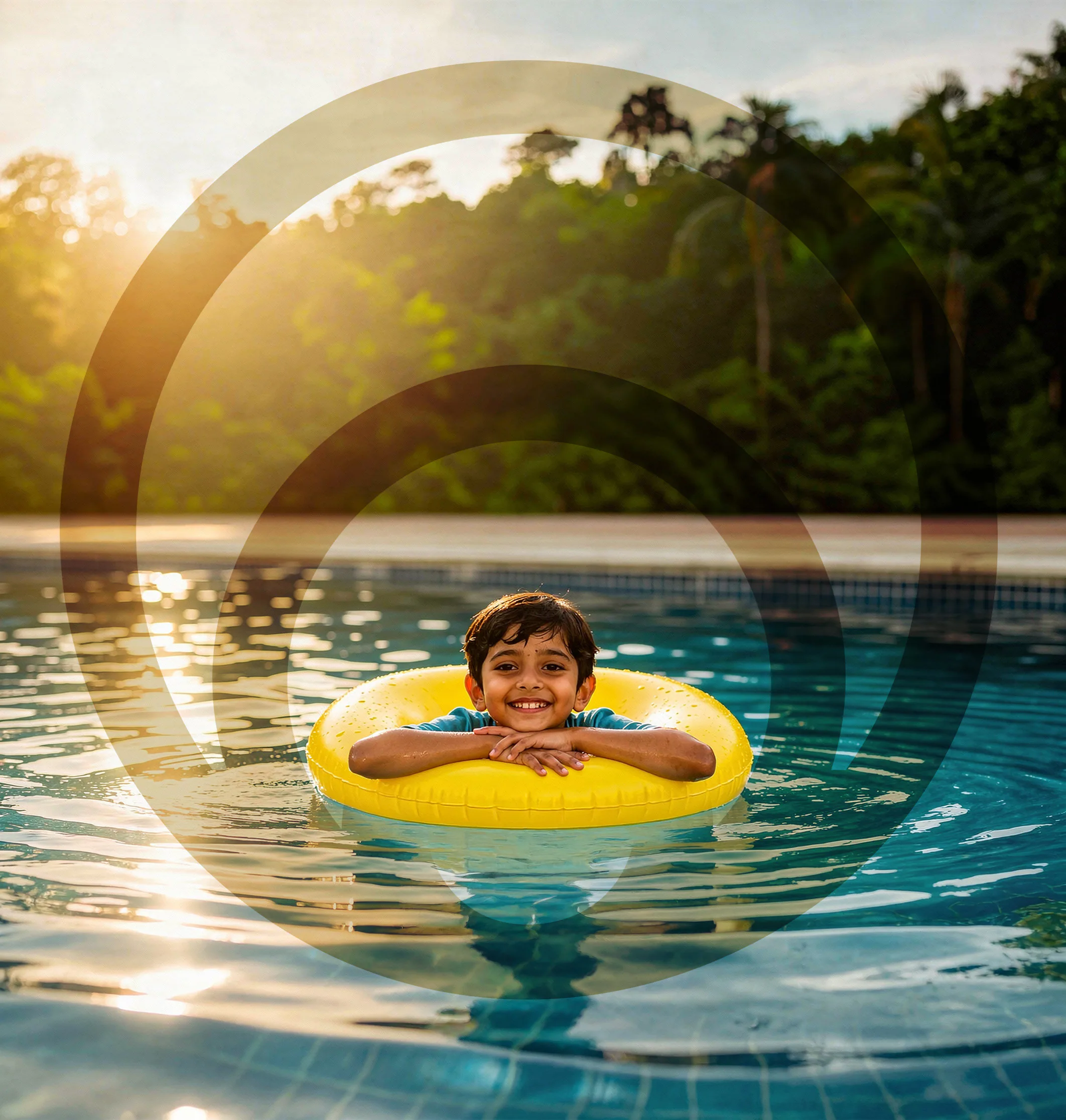 Child enjoying the swimming pool at Namo Origin
